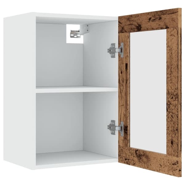 vidaXL væghængt glasskab 40x31x60 cm konstrueret træ antikt trælook