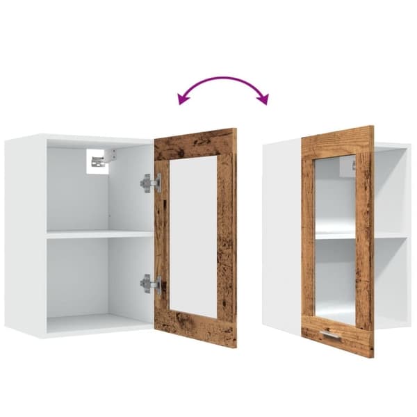 vidaXL væghængt glasskab 40x31x60 cm konstrueret træ antikt trælook