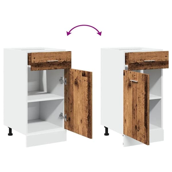 vidaXL underskab med skuffe 40x46x81,5 cm konstrueret træ antikt træ