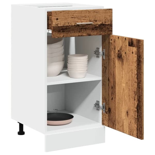 vidaXL underskab med skuffe 40x46x81,5 cm konstrueret træ antikt træ