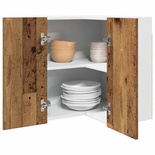 vidaXL Hengende hjørneskap "Lyon" gammelt tre 57x57x60 cm