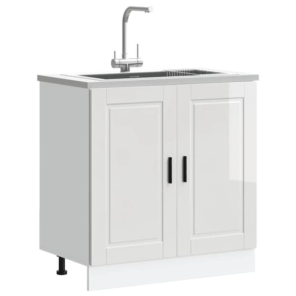 vidaXL Vask underskap Porto høyglans hvit 80x46x81,5 cm konstruert tre