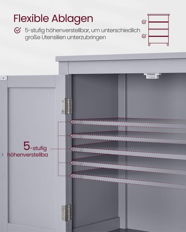 Rootz Köksskåp - Skafferi Organizer - Förvaringsenhet - Justerbara hyllor - 120cm x 40cm x 180cm