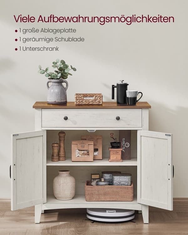 Rootz Køkkenskab - Skab - Opbevaringsenhed - Vintage hvid-honningbrun - MDF - Spånplade - Stål - 40cm x 80cm x 80cm