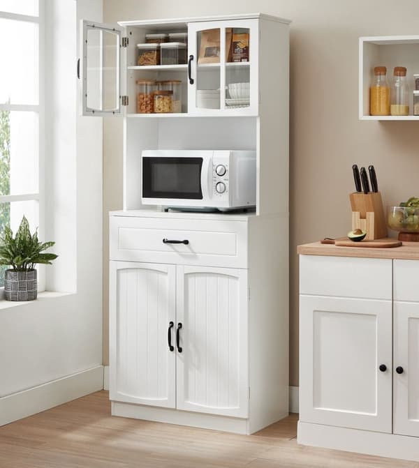 Rootz Modern keittiökaappi - Valkoinen kaappi - Säädettävät hyllyt - MDF lastulevy - 41,5 cm x 73 cm x 179,8 cm - Suuri säilytystila - 42,5 kg