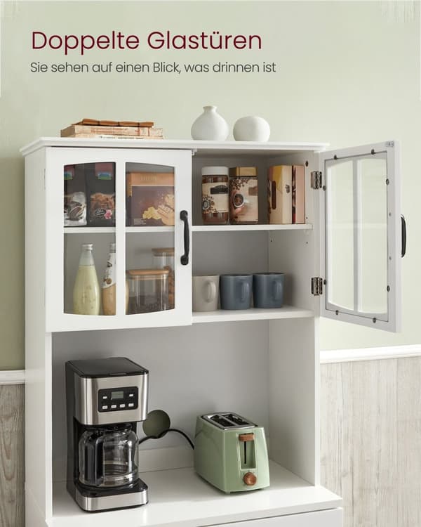 Rootz Modern keittiökaappi - Valkoinen kaappi - Säädettävät hyllyt - MDF lastulevy - 41,5 cm x 73 cm x 179,8 cm - Suuri säilytystila - 42,5 kg