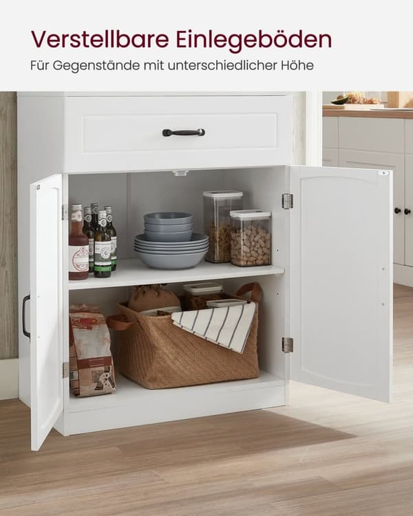 Rootz Modern keittiökaappi - Valkoinen kaappi - Säädettävät hyllyt - MDF lastulevy - 41,5 cm x 73 cm x 179,8 cm - Suuri säilytystila - 42,5 kg