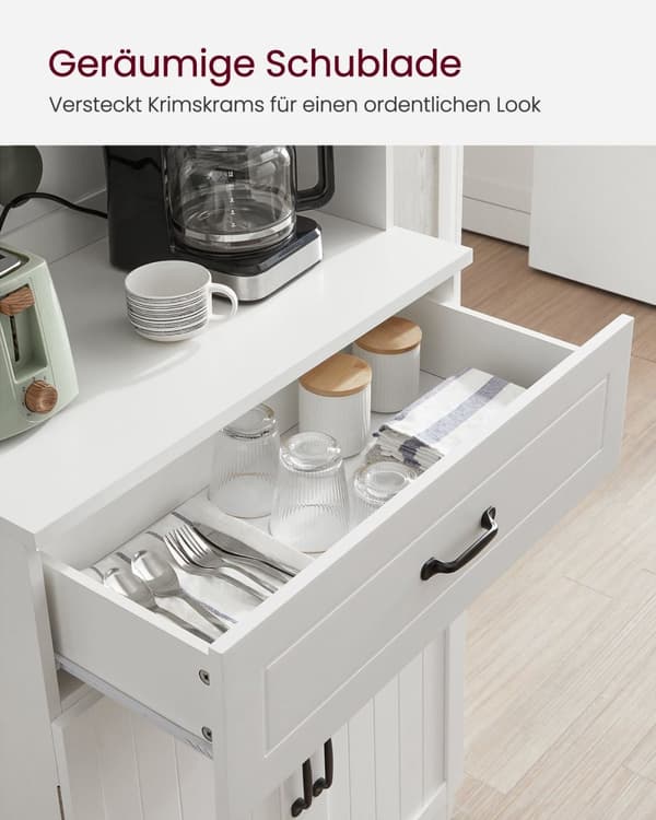 Rootz Modern keittiökaappi - Valkoinen kaappi - Säädettävät hyllyt - MDF lastulevy - 41,5 cm x 73 cm x 179,8 cm - Suuri säilytystila - 42,5 kg