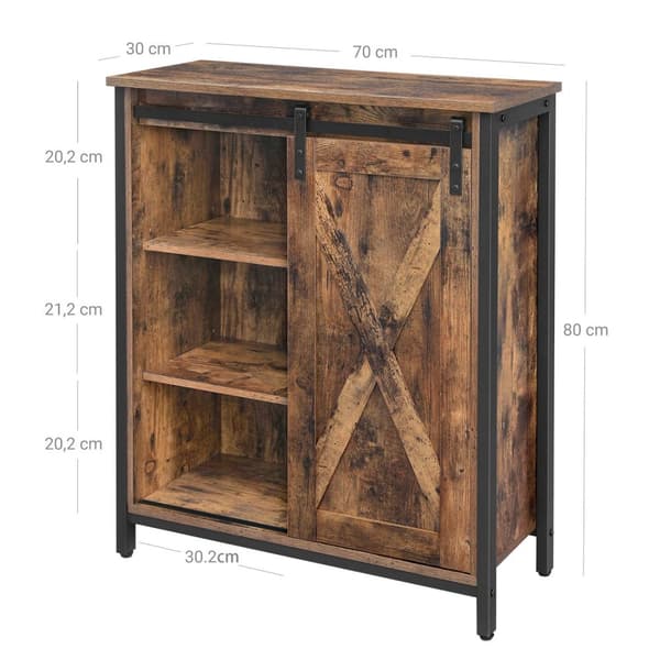 Rootzin liukuovinen keittiökaappi - ruokakomerokaappi - Vintage-säilytysyksikkö - lastulevy ja teräs - 70cm x 30cm x 80cm