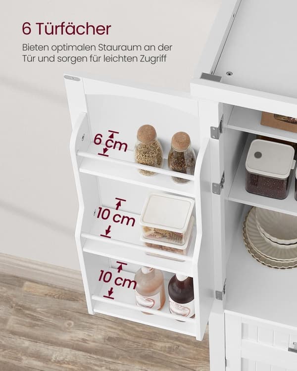Rootz White Köksskåp - Skafferiskåp - Hyllor & lådor - MDF - 40cm x 76cm x 182,1cm - Maximal belastning 27kg - Montering krävs