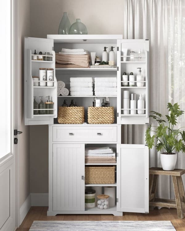 Rootz White Köksskåp - Skafferiskåp - Hyllor & lådor - MDF - 40cm x 76cm x 182,1cm - Maximal belastning 27kg - Montering krävs