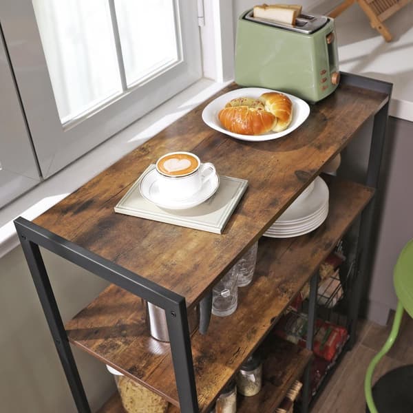 Keittiön hylly - seisova teline - 2 metallikorua - 80 x 35 x 95 cm - tummanruskea