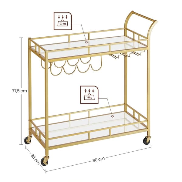 Servering af lastbil - vogn med hjul - med glasholder - 2 glashylder - bar vogn
