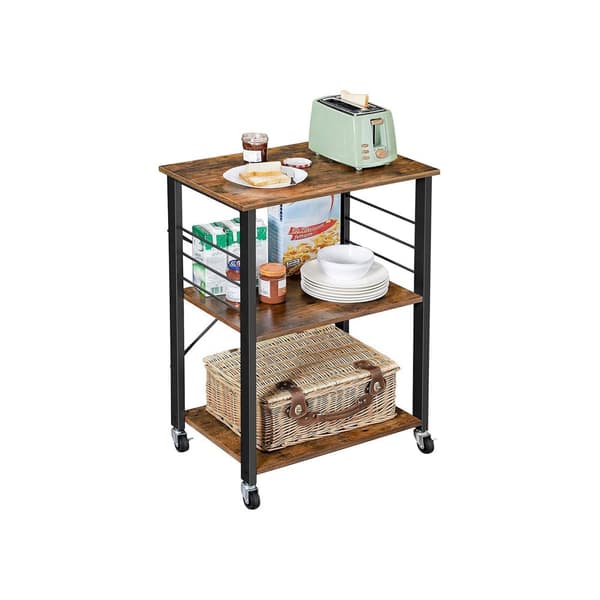 Kitchen Wagon - On Wheels - Serveringsvogn med 3 hylder og 6 kroge - Industrielt design