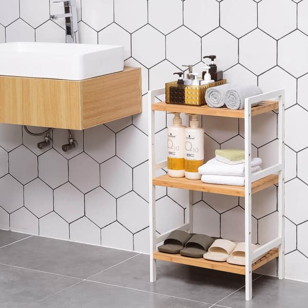 Bamboerek - Kitchen Rack - Badeværelsesstativ - Bogreol - 3 hylder - 45 x 31,5 x 80 cm
