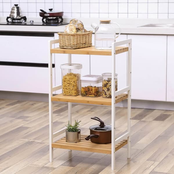 Bamboerek - Kitchen Rack - Badeværelsesstativ - Bogreol - 3 hylder - 45 x 31,5 x 80 cm
