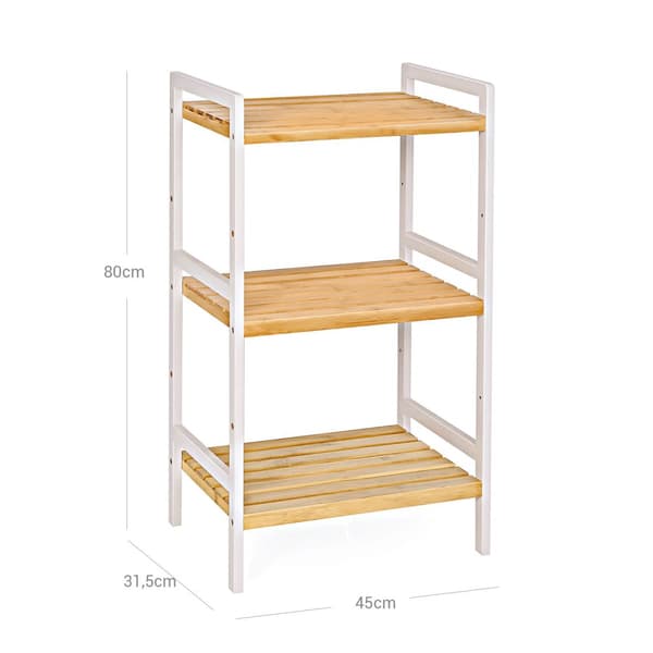 Bamboerek - Kitchen Rack - Badeværelsesstativ - Bogreol - 3 hylder - 45 x 31,5 x 80 cm