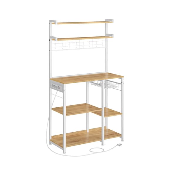 Köksställ - Standing Rack - Med Socket - Flera hyllor - Metal Frame - Brown
