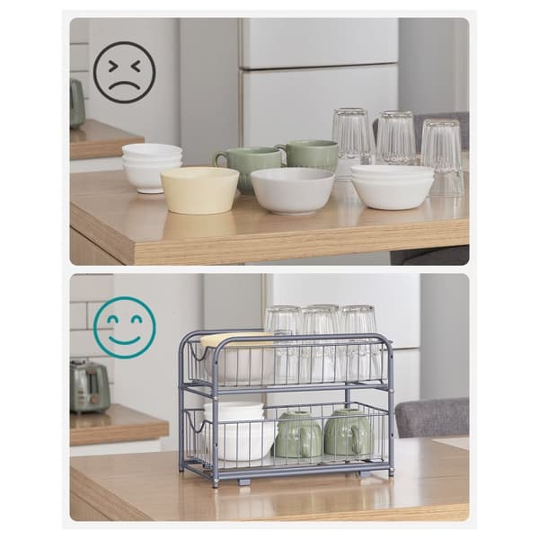 Køkkenarrangør - Kitchen Rack - Med 2 udvidelige skuffer - Stackable - Sølv