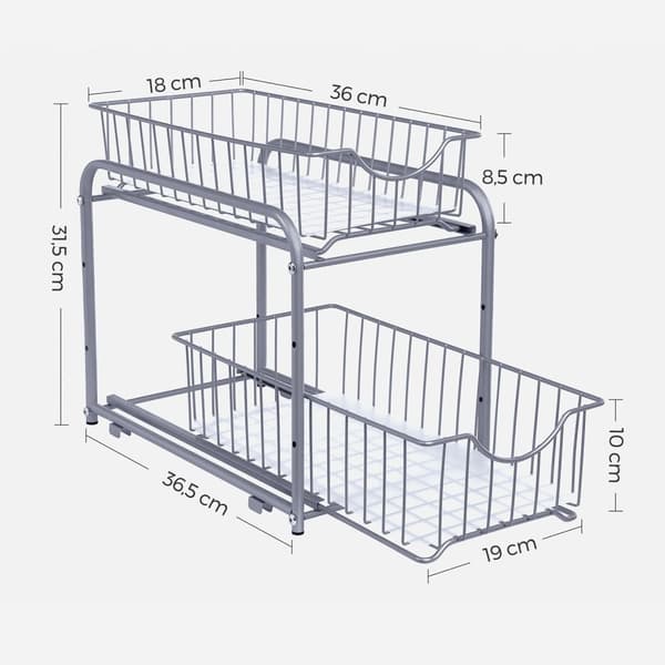 Køkkenarrangør - Kitchen Rack - Med 2 udvidelige skuffer - Stackable - Sølv