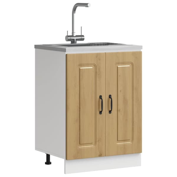 vidaXL underskab til vask Kalmar 60x46x81,5 cm konstrueret træ egetræ