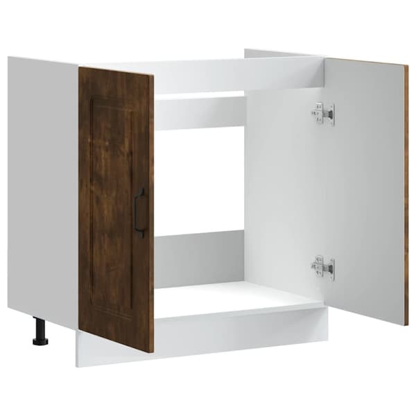 vidaXL underskab til vask Kalmar 80x46x81,5cm konstrueret træ røget eg
