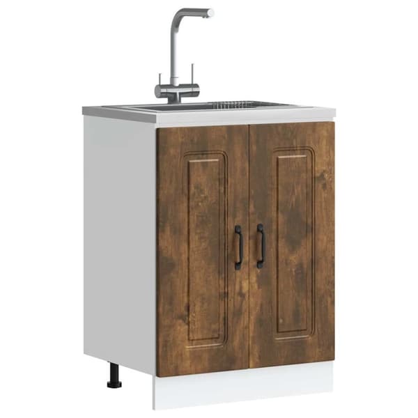 vidaXL underskab til vask Kalmar 60x46x81,5cm konstrueret træ røget eg
