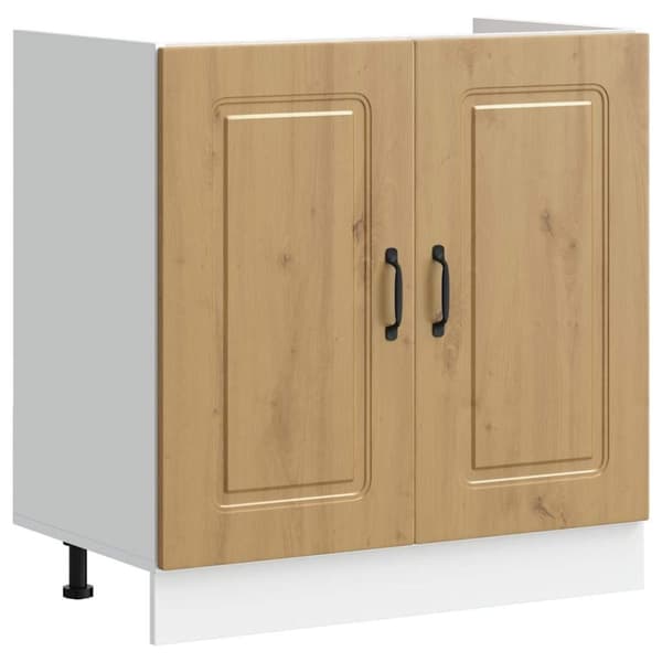 vidaXL underskab til vask Kalmar 80x46x81,5 cm konstrueret træ egetræ