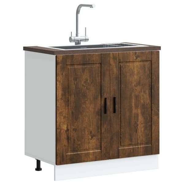 vidaXL underskab til vask Porto 80x46x81,5 cm konstrueret træ røget eg