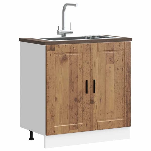 vidaXL underskab til vask Porto 80x46x81,5 cm antikt træ
