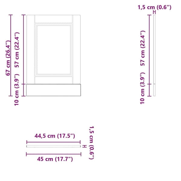 vidaXL Oppvaskmaskin panel Porto hvit 45x1,5x67 cm konstruert tre