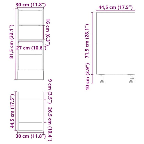 vidaXL underskab 30x44,5x81,5 cm konstrueret træ kunsteg
