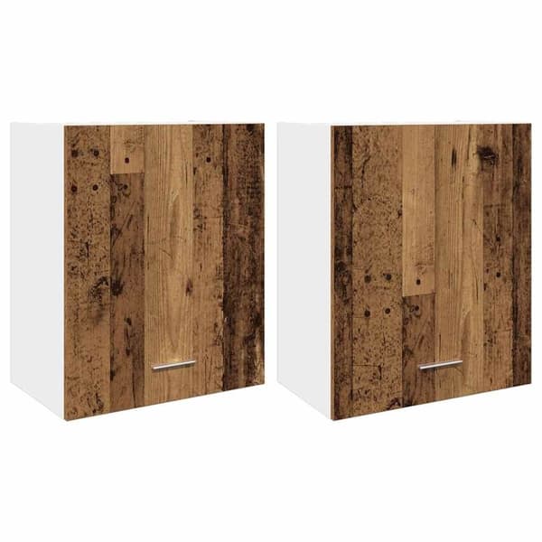 vidaXL vægskabe 2 stk. 50x31x60 cm konstrueret træ antikt træ