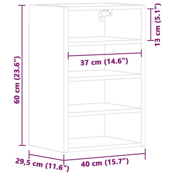 vidaXL vægskab 40x29,5x60 cm konstrueret træ kunsteg