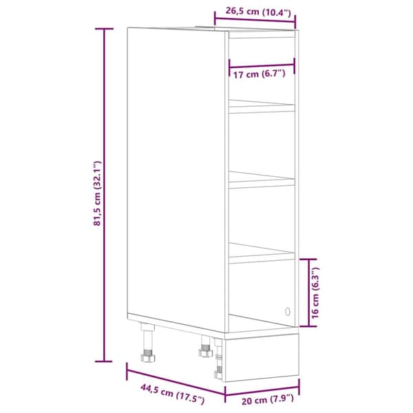 vidaXL underskab 20x44,5x81,5 cm konstrueret træ hvid