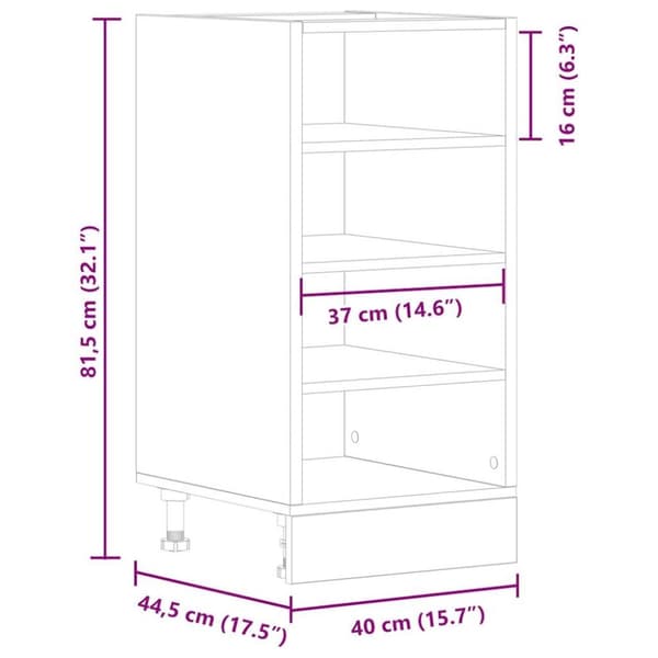 vidaXL Bunnskap "Riga" hvit 40x44,5x81,5 cm konstruert tre