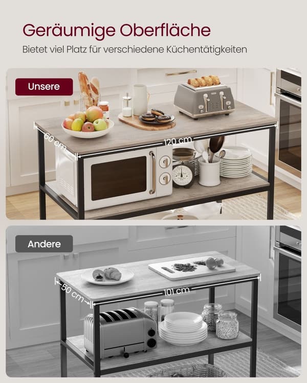 KitchenPlank - 3 nivåer - 60 × 120 × 90 cm - Industriell design