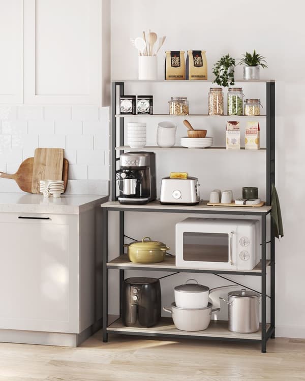 Kitchenplank 6 niveauer 40 x 100 x 167 cm grå-sort
