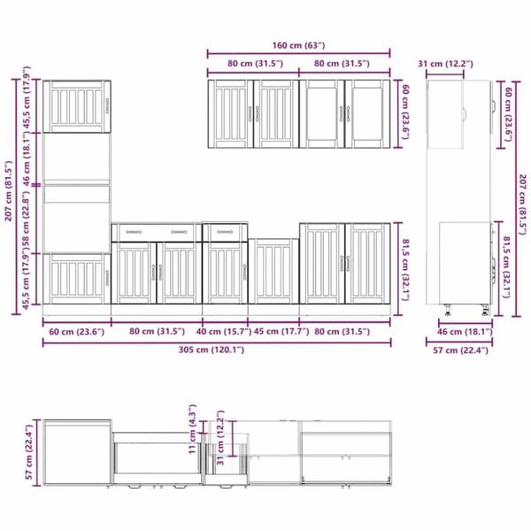vidaXL 7-osainen keittiökaappisarja Kalmar korkeakiiltoinen valkoinen