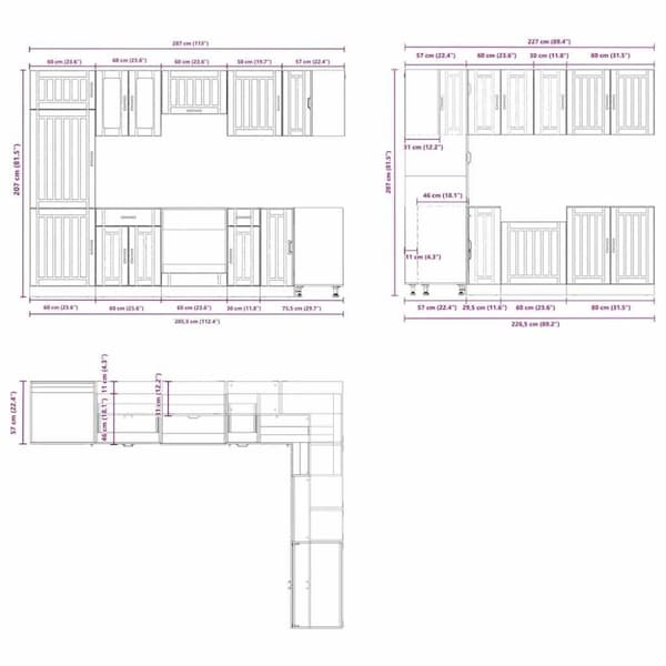 vidaXL Kjøkkenskapssett 14 deler Lucca artisan eik konstruert tre