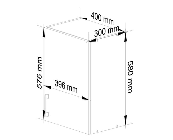 Skab LIMA W40 /580/ HVID/Dåb SONOMA