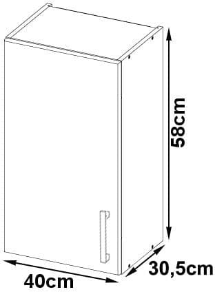 Skab LIMA W40 /580/ HVID/Dåb SONOMA