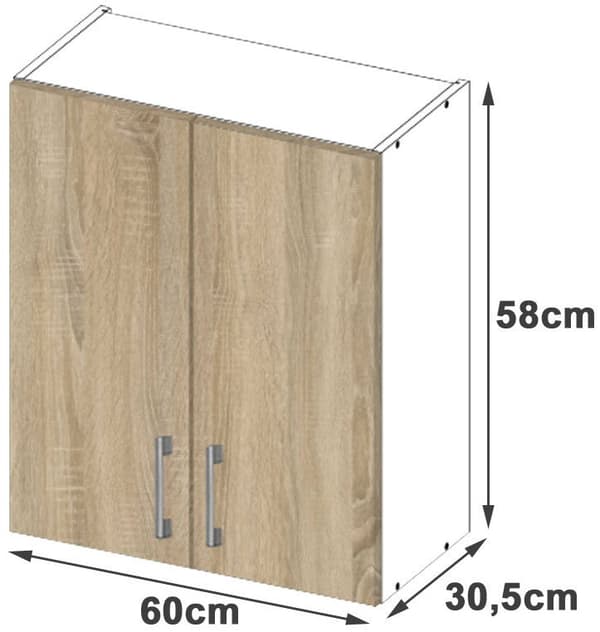 Skab LIMA W60 /580/ HVID/DÆK SONOMA