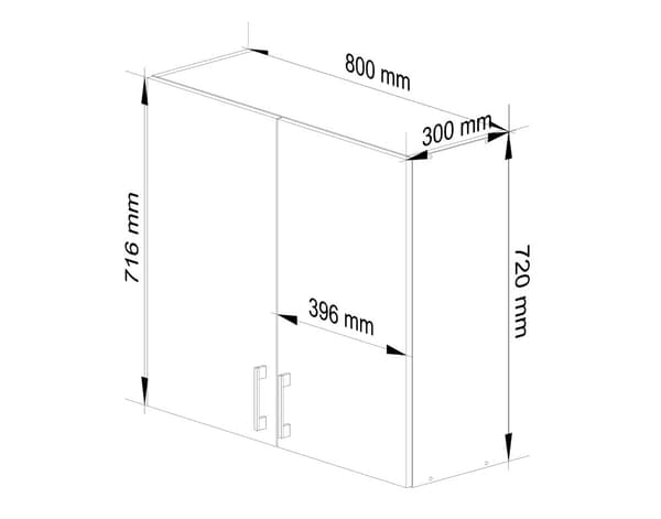 80 cm korkea LIMA seinäkaappi keittiöön D2 H720