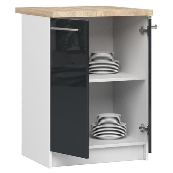 Skab OLIWIA S60 2D + PLADE HVID / GRÅ GLANS