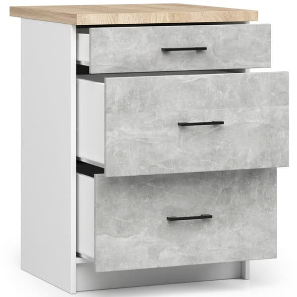 Skab OLIWIA S60 3SK + PLADE HVID / BETON