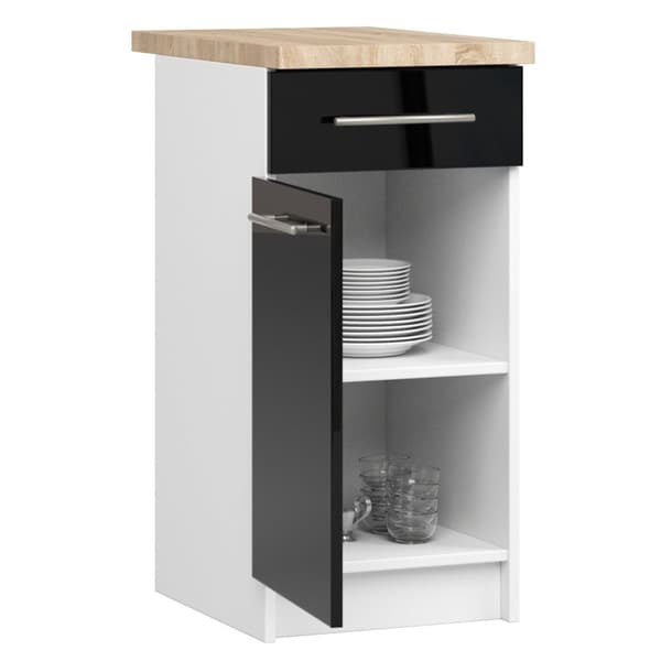 Skab OLIWIA S40 SZ1 + PLADE BIALET / SORT GLANS