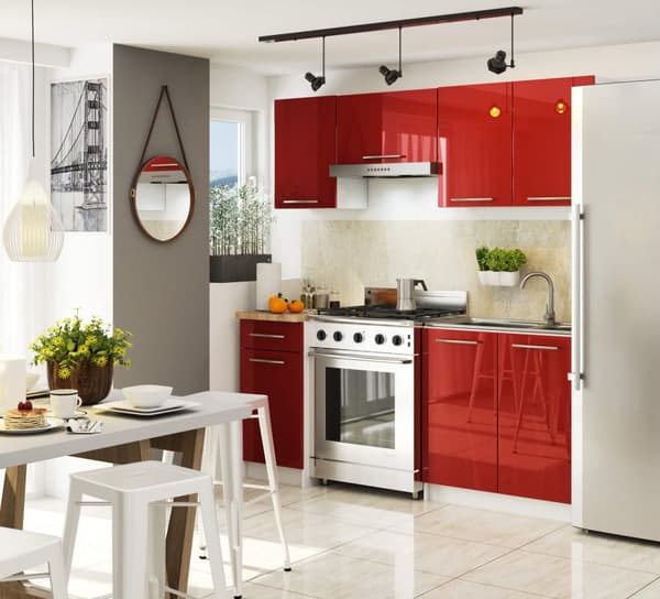 Skab OLIWIA S60 2D + PLADE HVID / RØD HIGH GLOSS