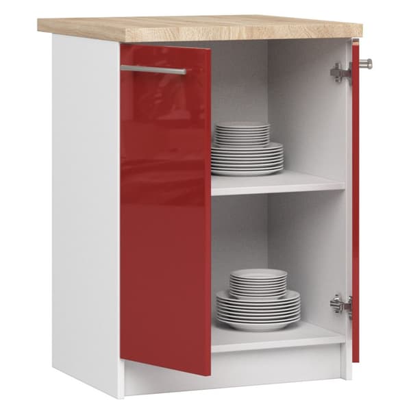 Skab OLIWIA S60 2D + PLADE HVID / RØD HIGH GLOSS