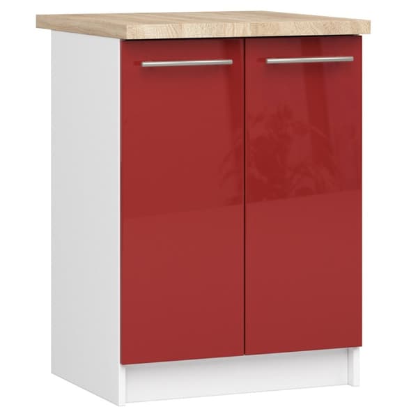 Skab OLIWIA S60 2D + PLADE HVID / RØD HIGH GLOSS